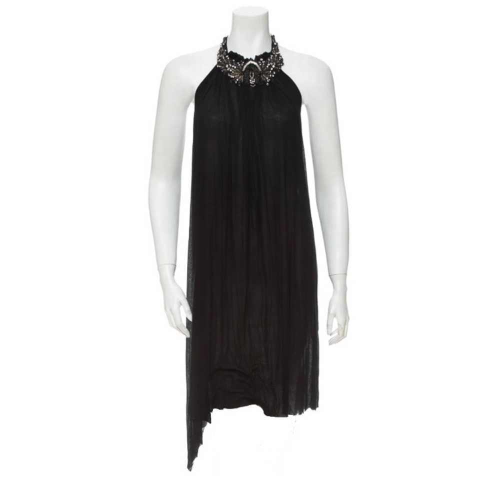 DSQUARED² Spring 2012 Black Halter Tunic With Crystal Embellished Collar